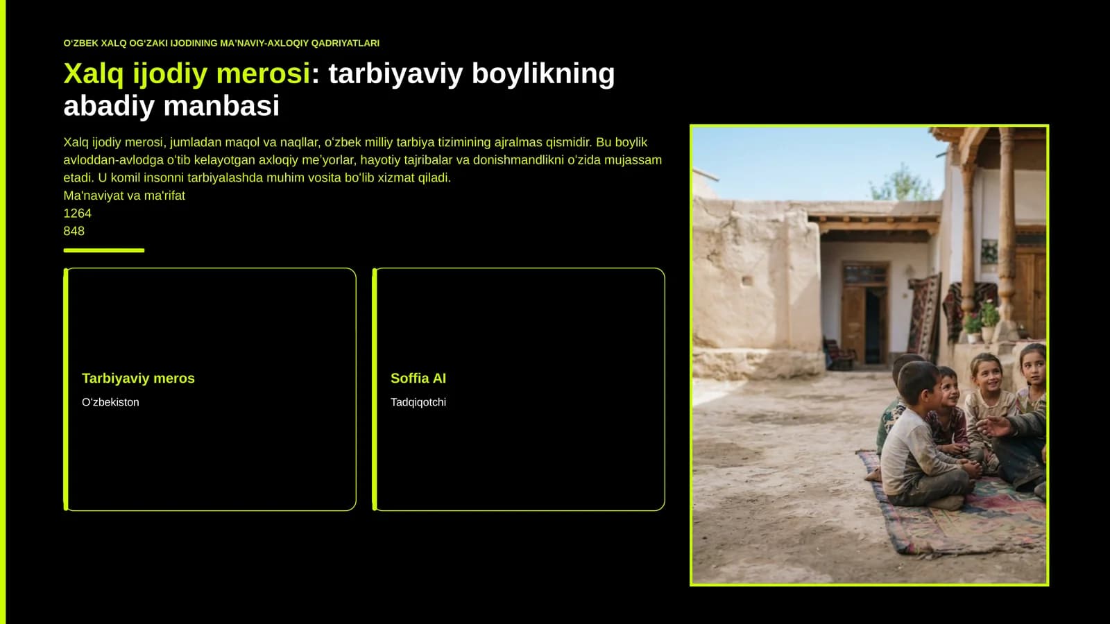 Komil inson tarbiyasida xalq ijodiy merosining tutgan o'rni