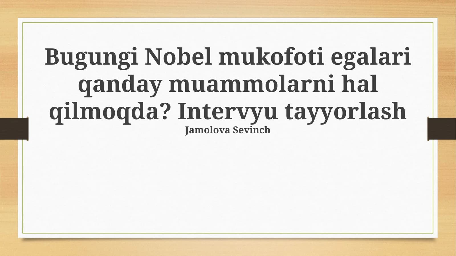 Bugungi Nobel mukofoti