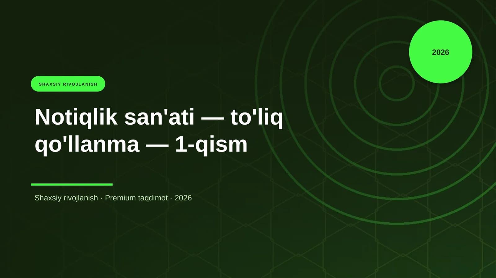 Notiqlik san'ati — to'liq qo'llanma — 1-qism
