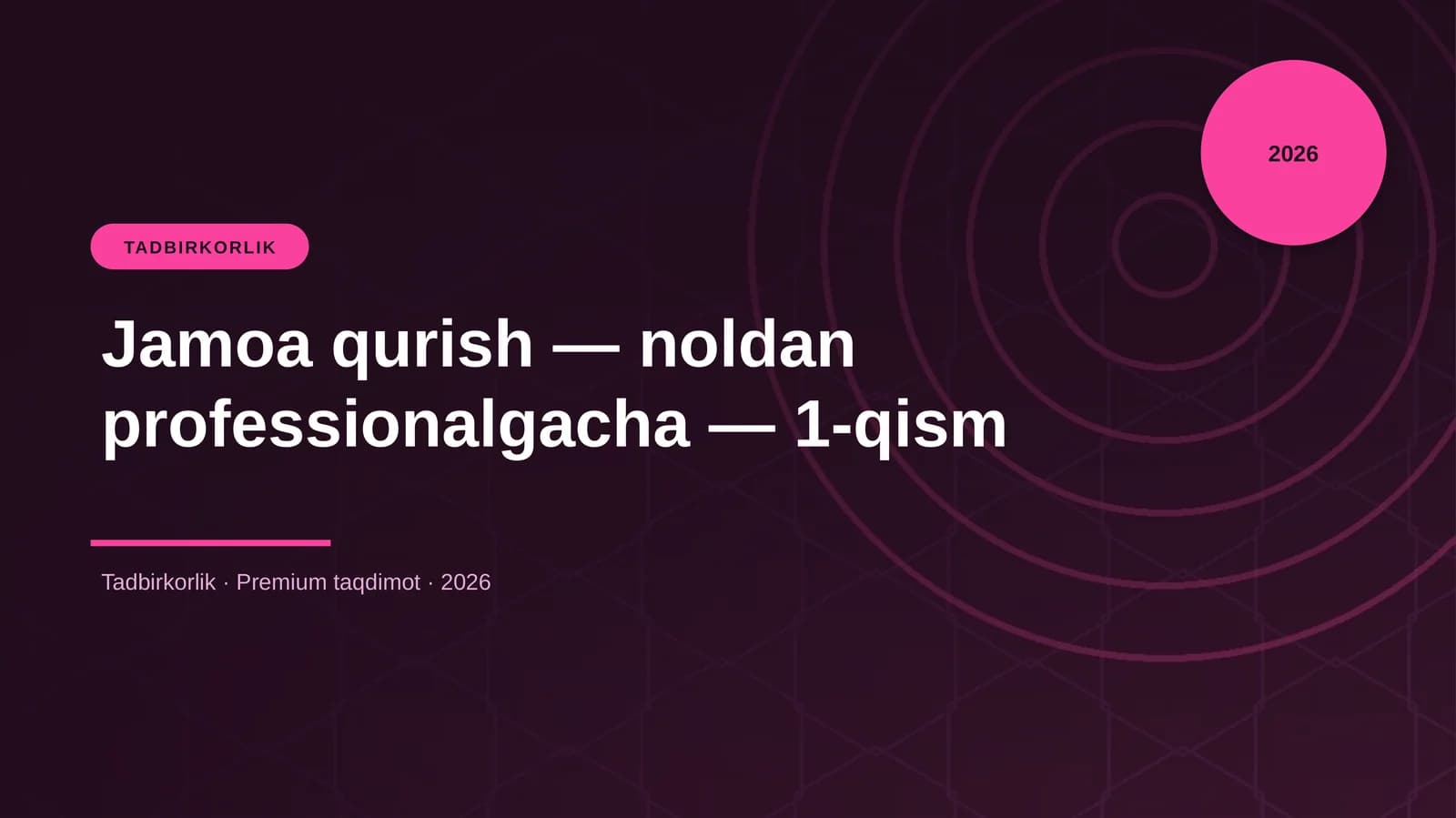 Jamoa qurish — noldan professionalgacha — 1-qism