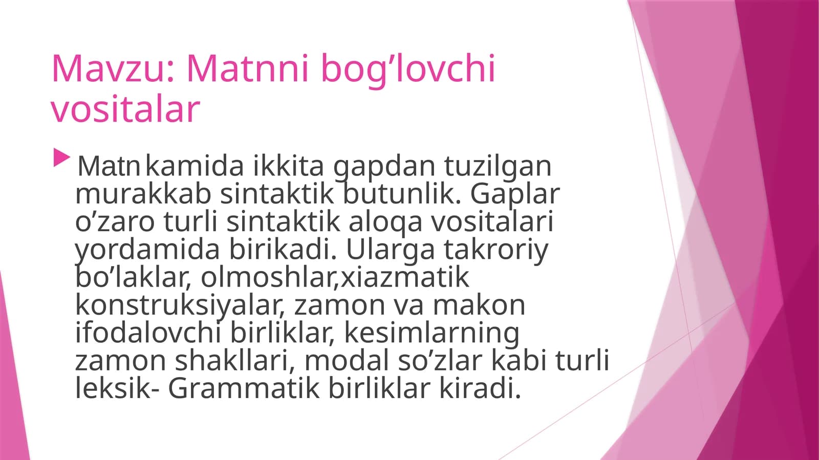 Matnni bog’lovchi vositalar