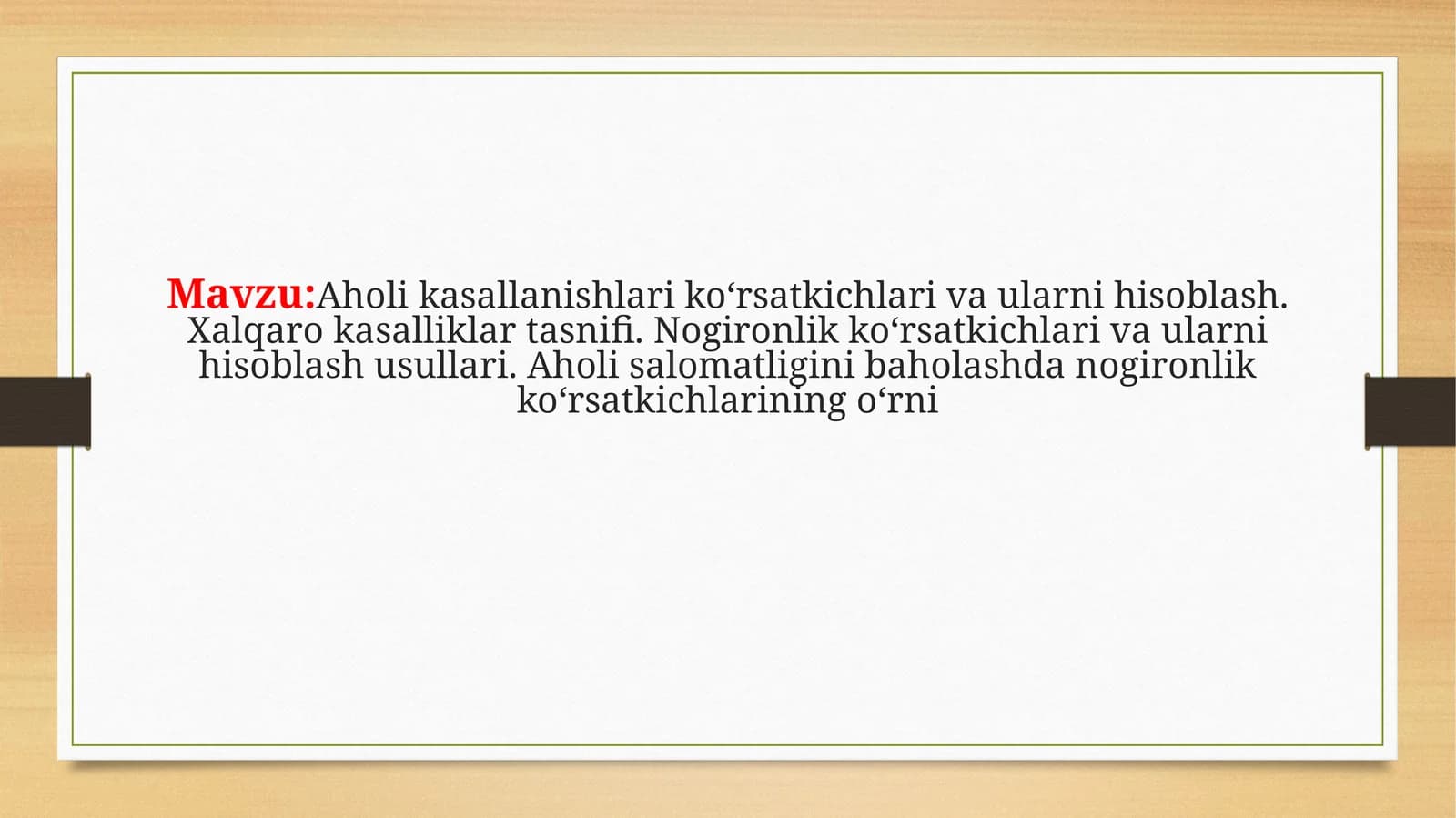 Aholikasallanishlar iko‘rsatkichlari va ularni hisoblash