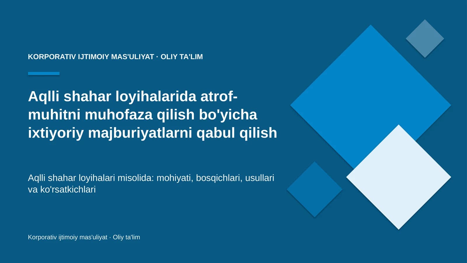 KORPORATIV IJTIMOIY MAS'ULIYAT · OLIY TA'LIM