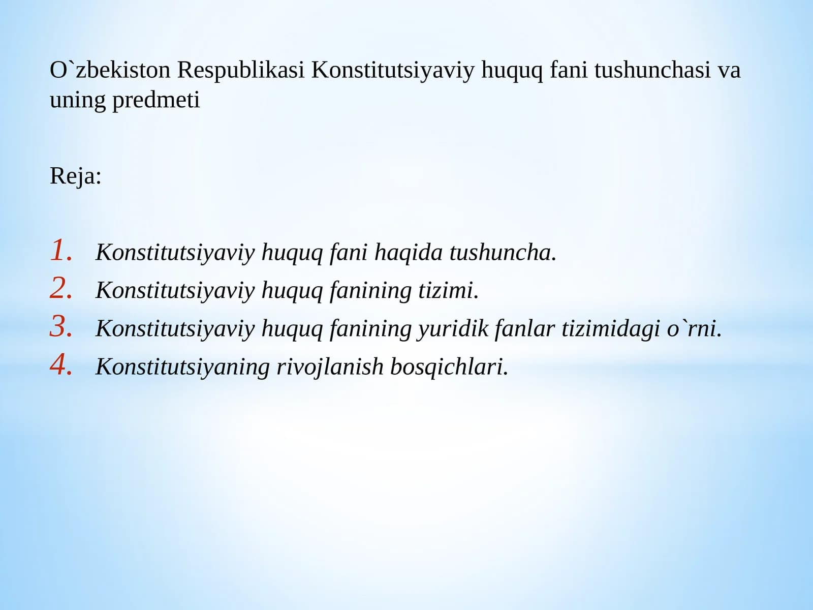 Kosntitutsiyaviy huquq tushunchasi predmeti vazifasiu va manbalari