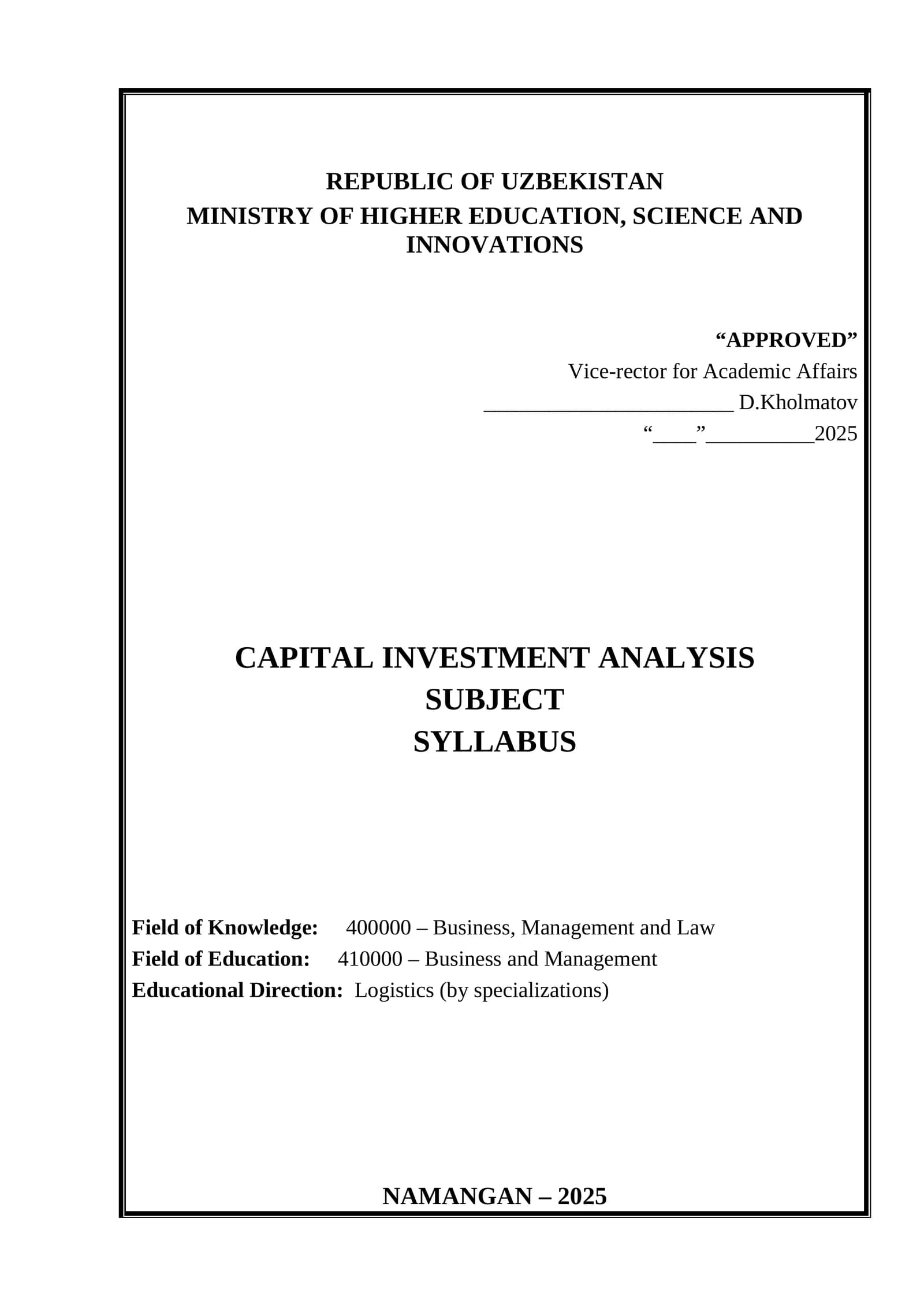 Capital Investment Analysis