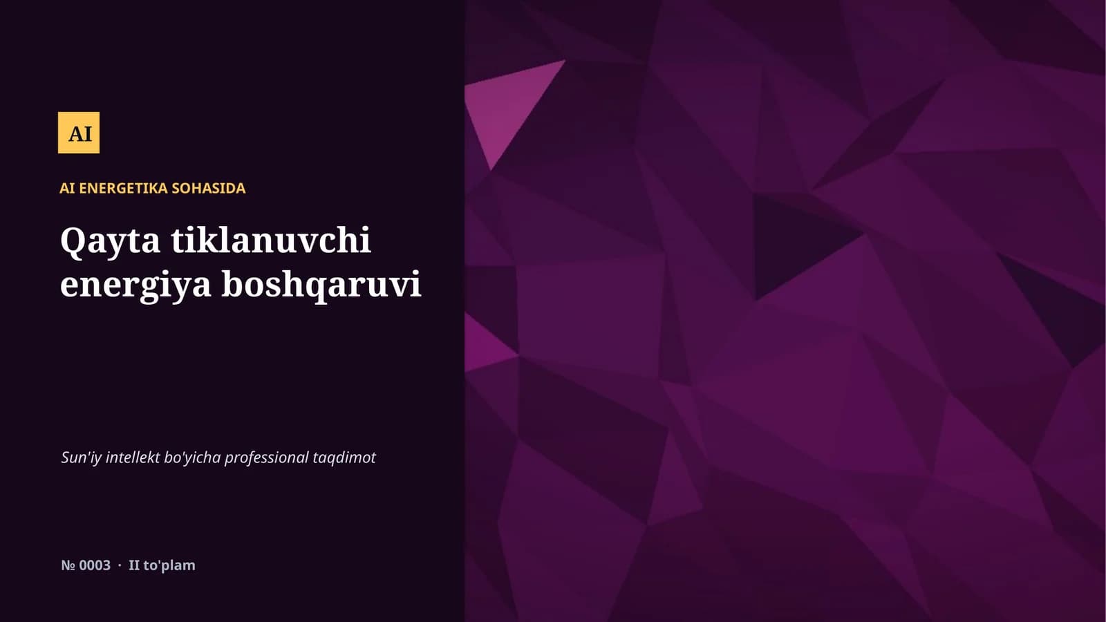 AI ENERGETIKA SOHASIDA