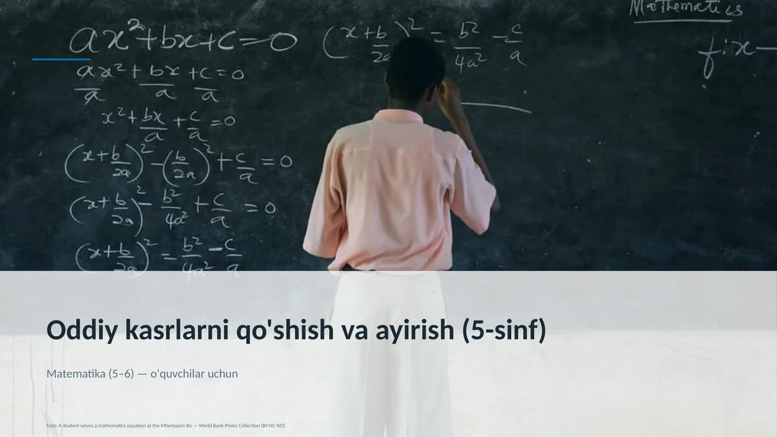 Oddiy kasrlarni qo'shish va ayirish (5-sinf)