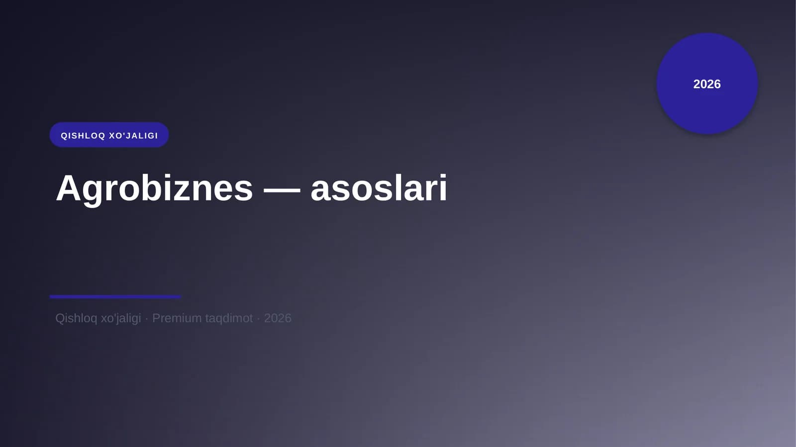 Agrobiznes — asoslari