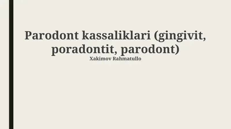 Parodont kassaliklari (gingivit, poradontit, parodont)