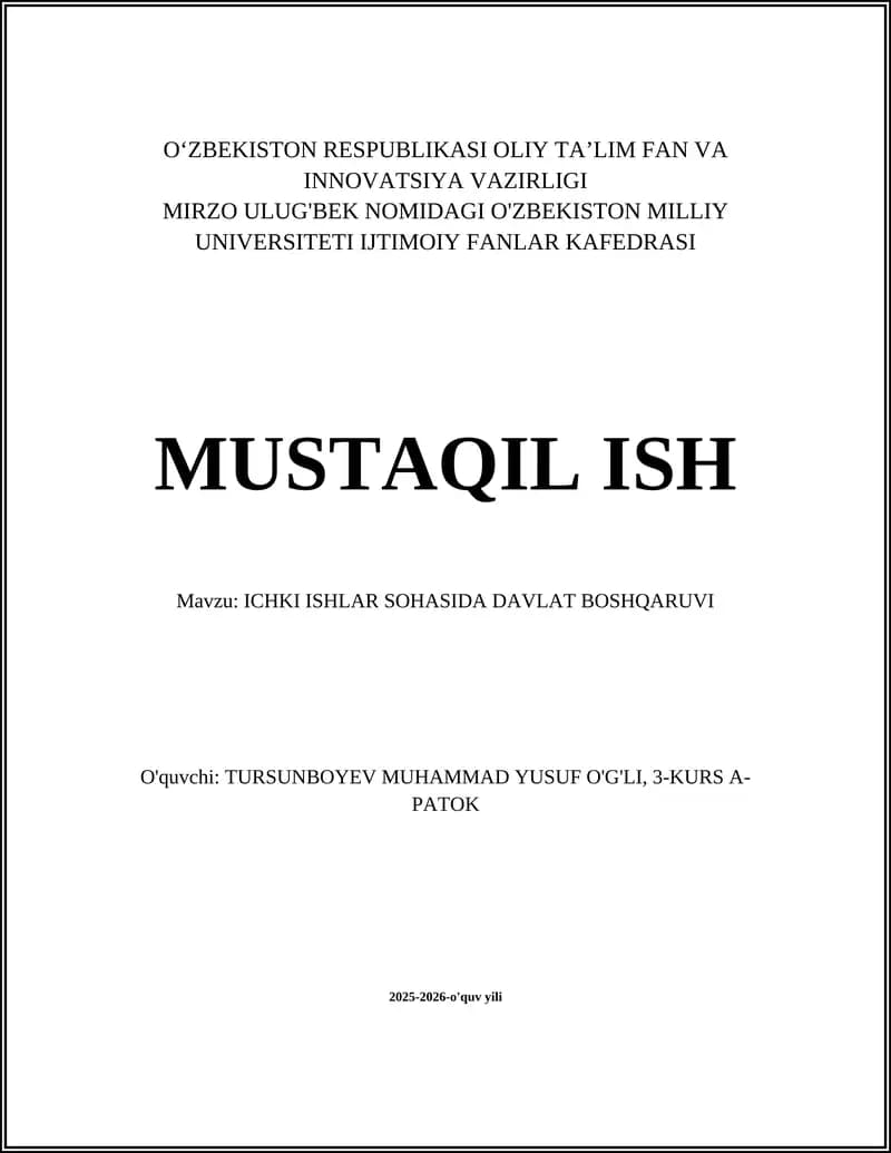 Ichki ishlar sohasida davlat boshqaruv