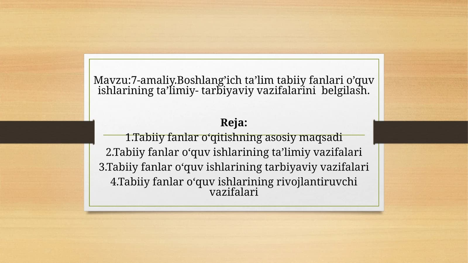Tabiiy fanlar o‘qitish