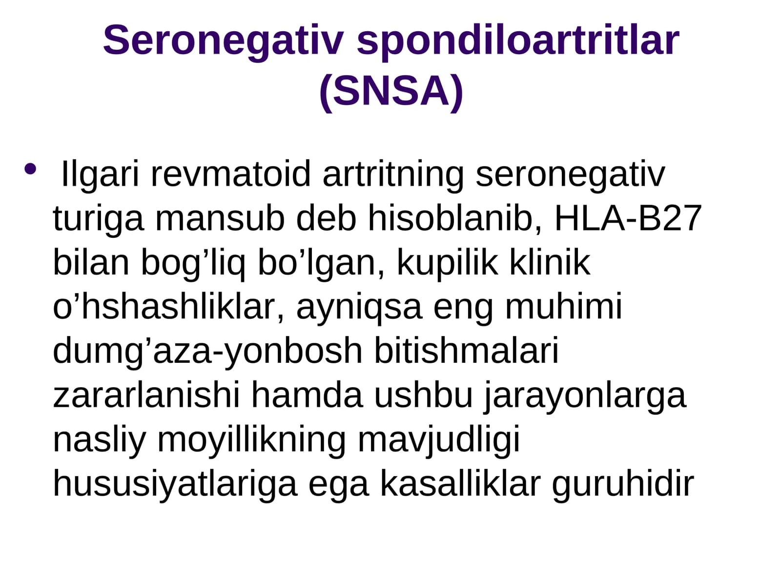 Seronegativ spondiloartritlar (SNSA)