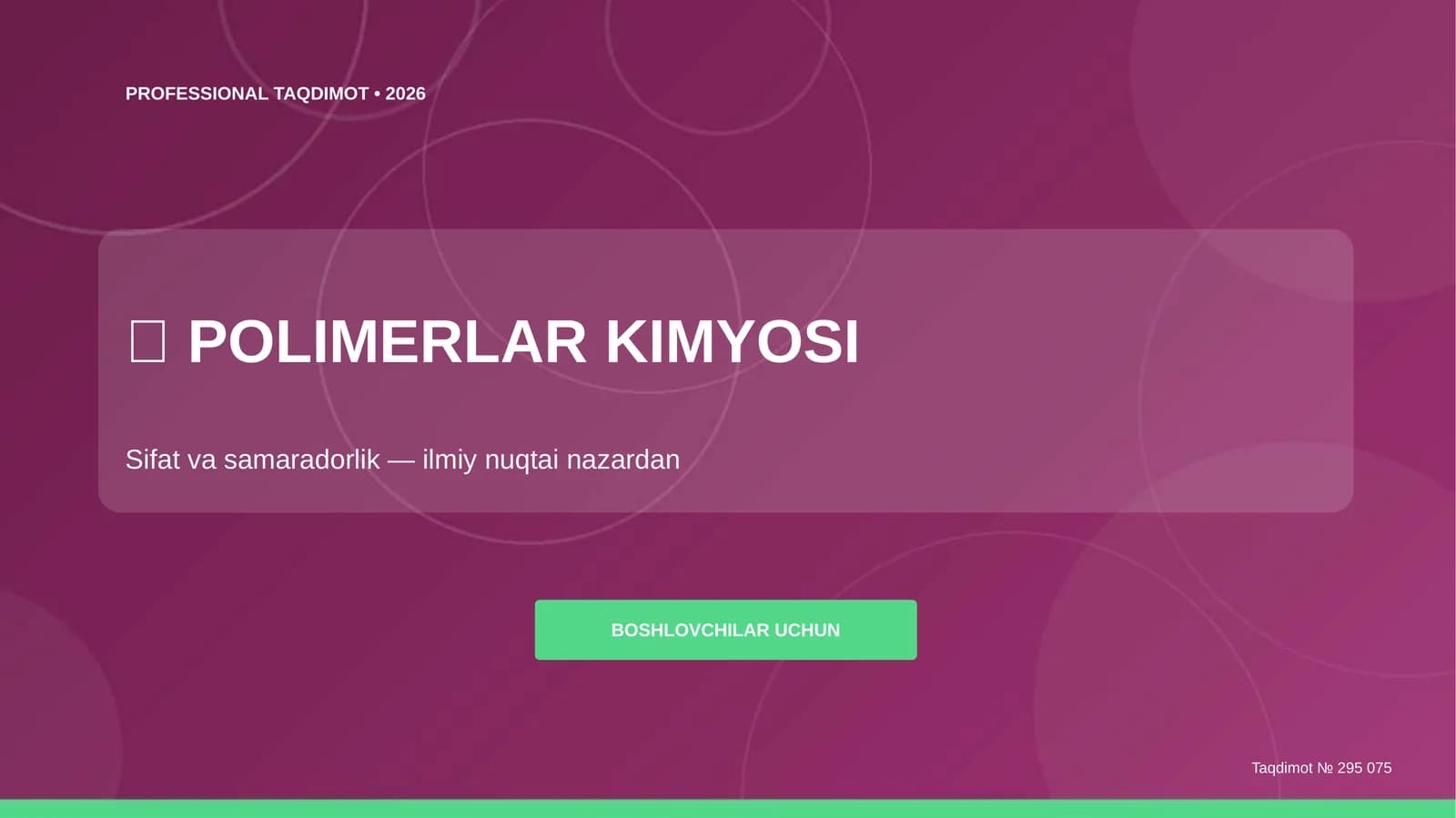 POLIMERLAR KIMYOSI