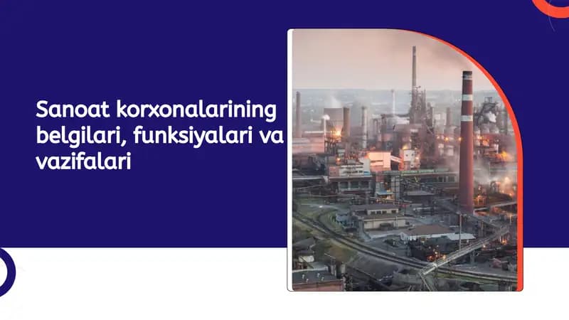 Sanoat korxonalarining belgilari, funksiyalari va vazifalari