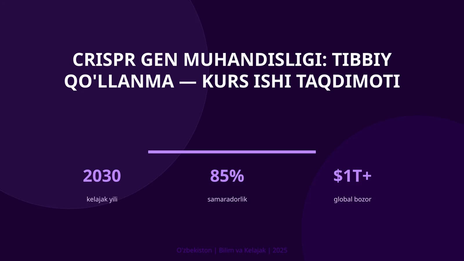 CRISPR GEN MUHANDISLIGI: TIBBIY QO'LLANMA