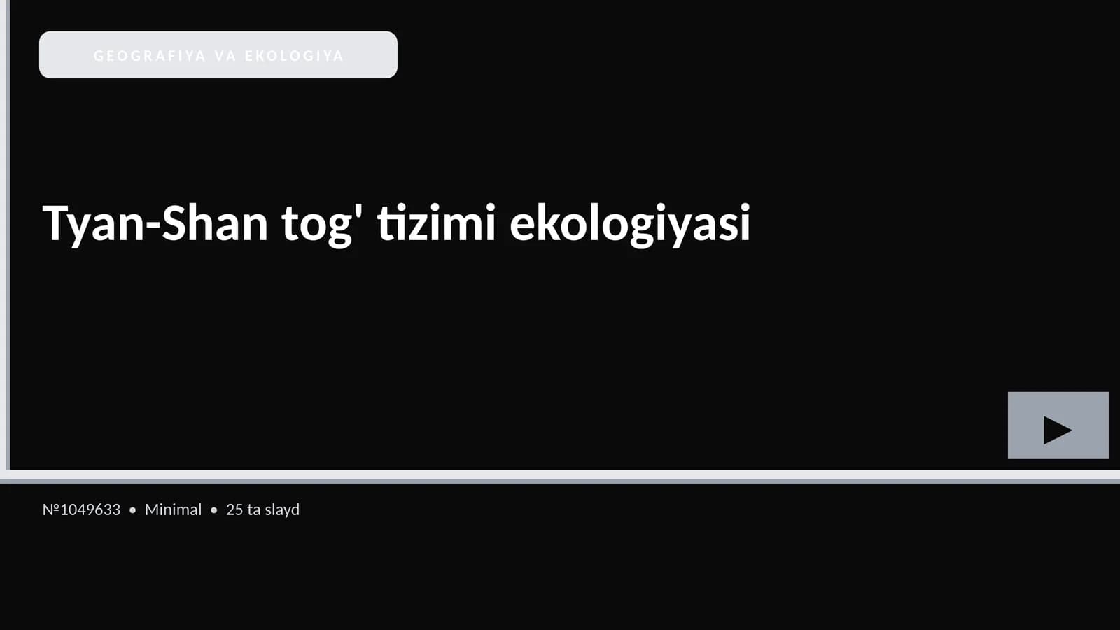 Tyan-Shan tog' tizimi ekologiyasi