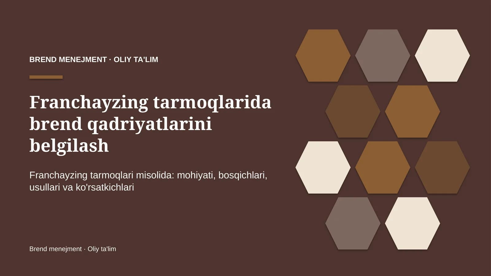Franchayzing tarmoqlarida brend qadriyatlarini belgilash