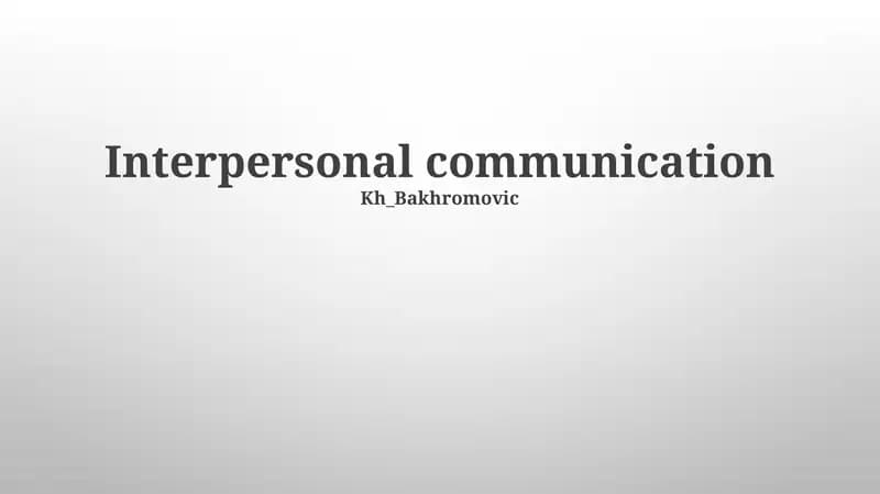 Interpersonal communication
