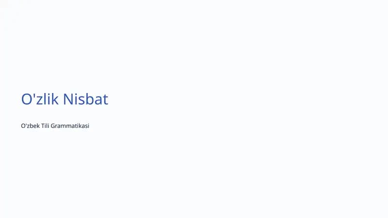 O'zbek Tili Grammatikasi