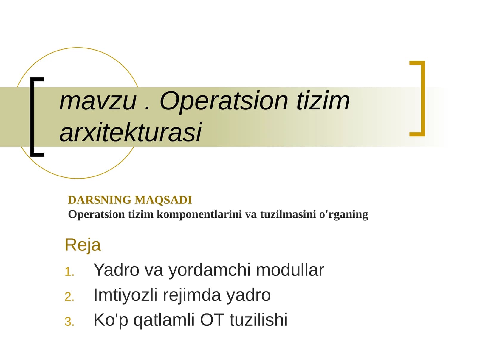Operatsion tizim arxitekturasi