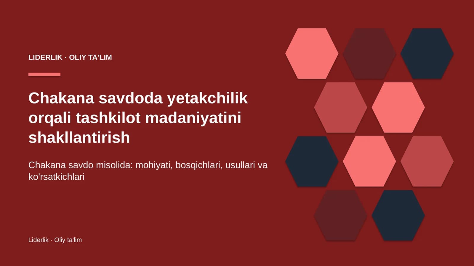 chakana savdoda yetakchilik orqali tashkilot madaniyatini shakllantirish 2321