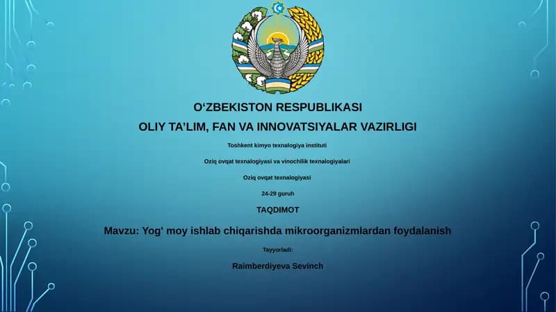 Oziq ovqat texnalogiyasi