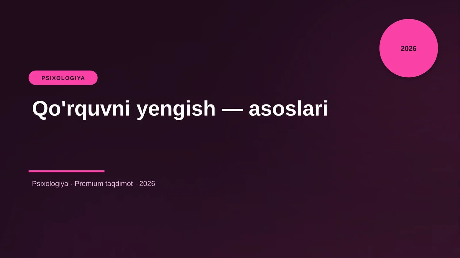 Qo'rquvni yengish — asoslari
