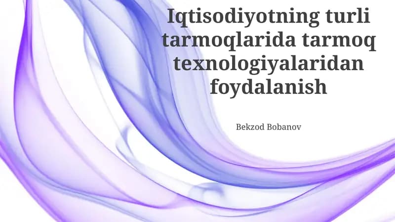 Iqtisodiyotning turli tarmoqlarida tarmoq texnologiyalaridan foydalanish