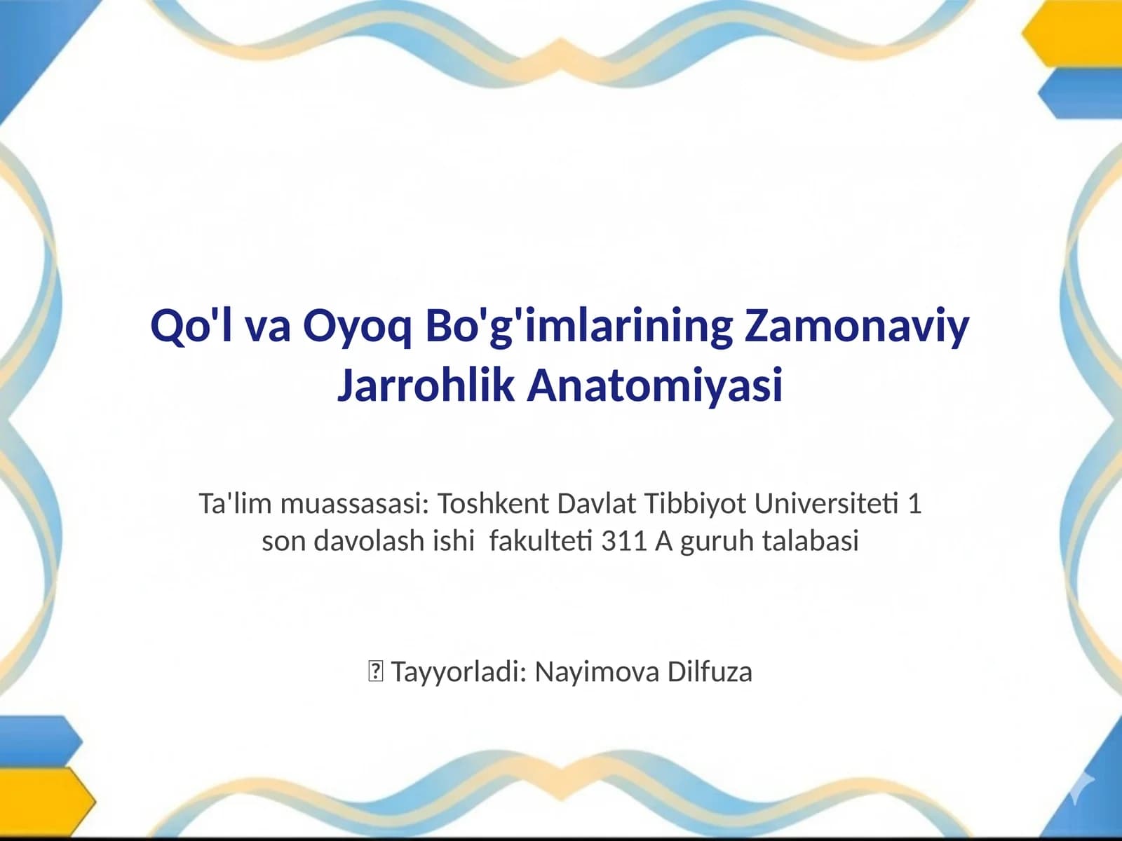 Qo'l va Oyoq Bo'g'imlarining Zamonaviy Jarrohlik Anatomiyasi