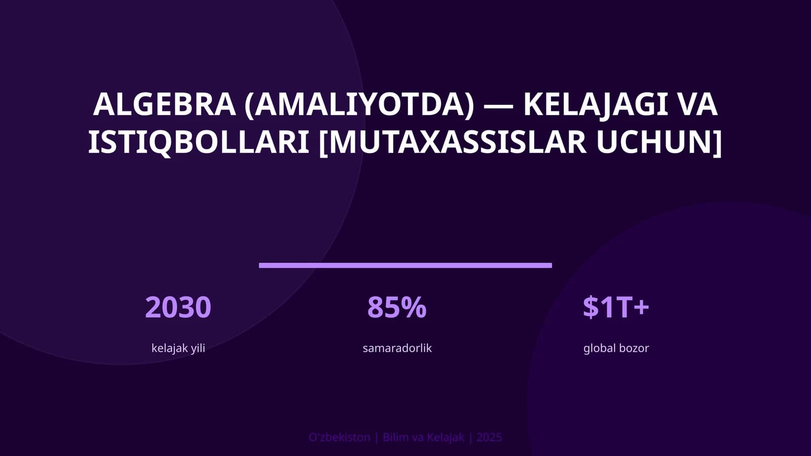 Algebra (amaliyotda) — kelajagi va istiqbollari [mutaxassislar uchun]