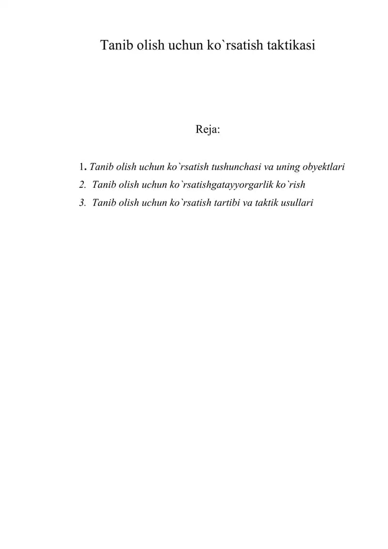 Tanib olish uchun ko`rsatish taktikasi