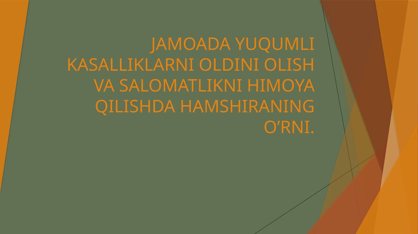 Yuqumlikasalliklar tibbiyot shifobaxshindagi hamshira