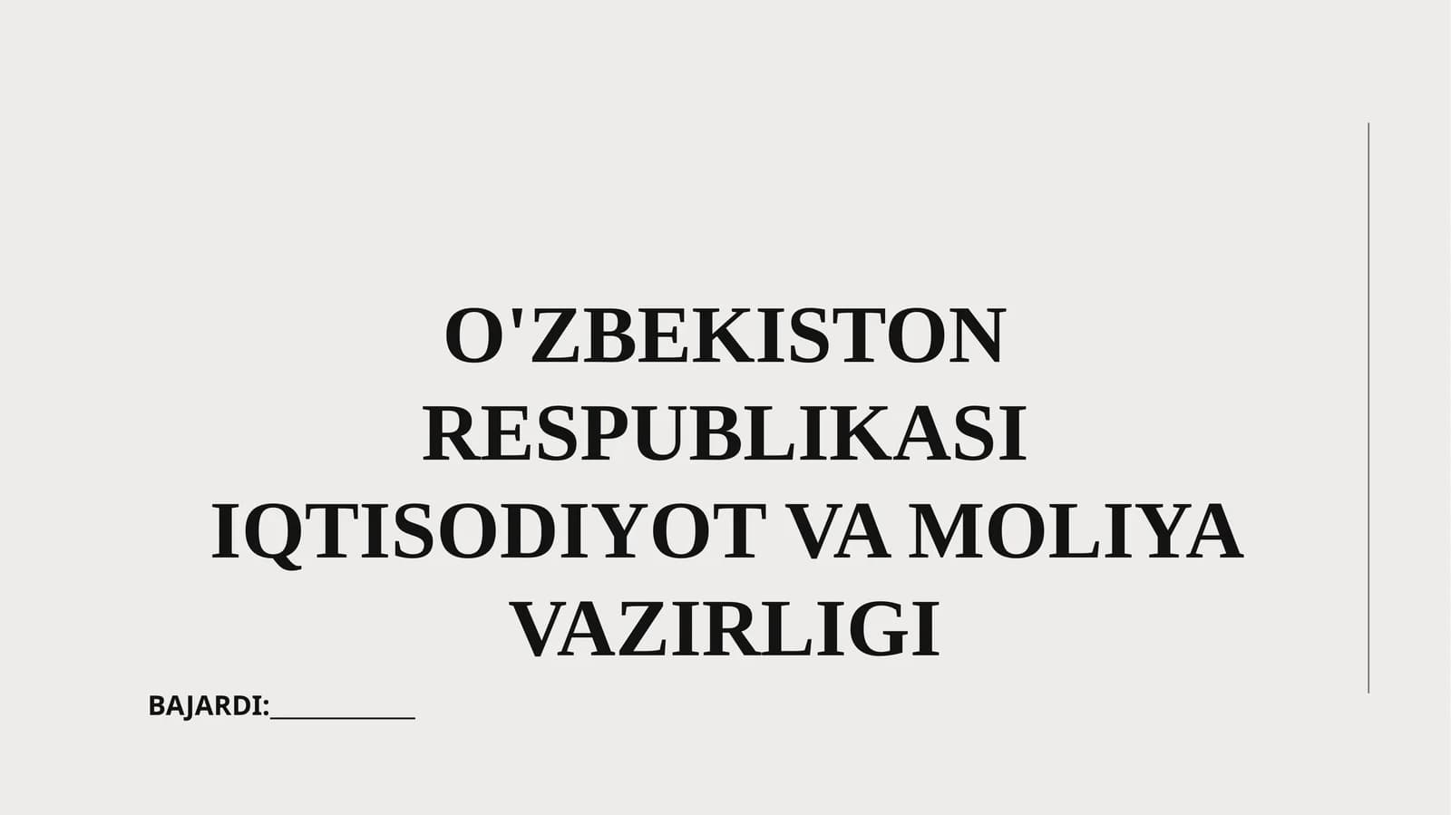 O'zbekiston Respublikasi Iqtisodiyot va Moliya Vazirligi