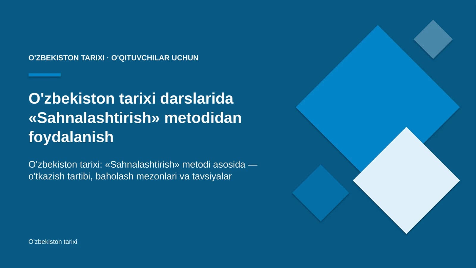 o'zbekiston tarixi darslarida sahnalashtirish metodidan foydalanish 9635