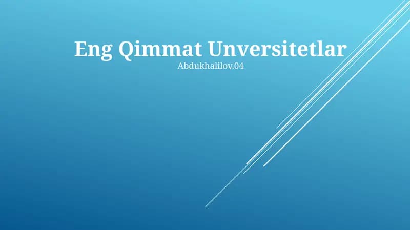Eng Qimmat Unversitetlar
