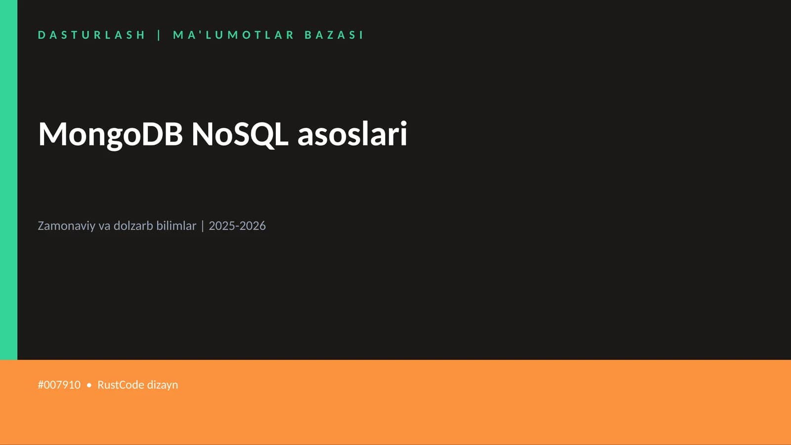 MongoDB NoSQL asoslari