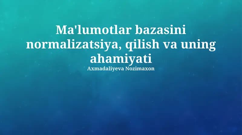 Normalizatsiya Turlari