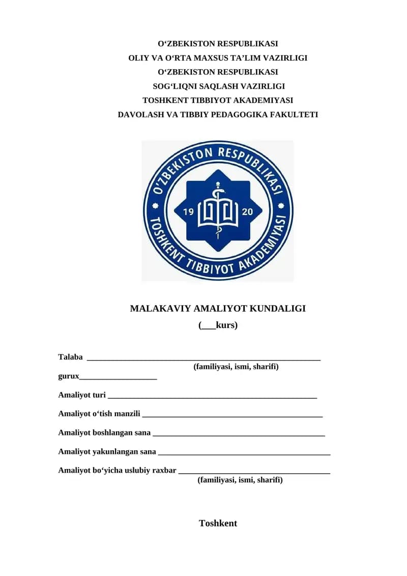 MALAKAVIY AMALIYOT KUNDALIGI