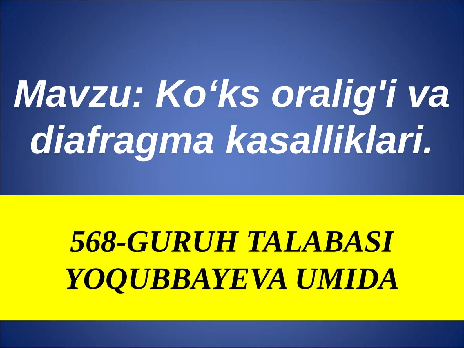 Ko'ks oralig'i va diafragma kasalliklari