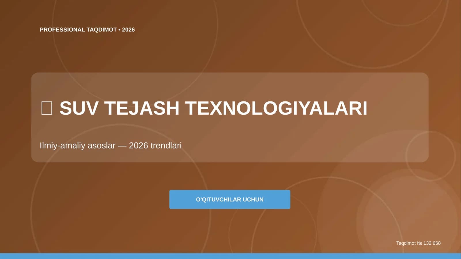 SUV TEJASH TEXNOLOGIYALARI