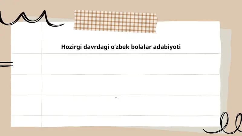 Hozirgi davrdagi o’zbek bolalar adabiyoti