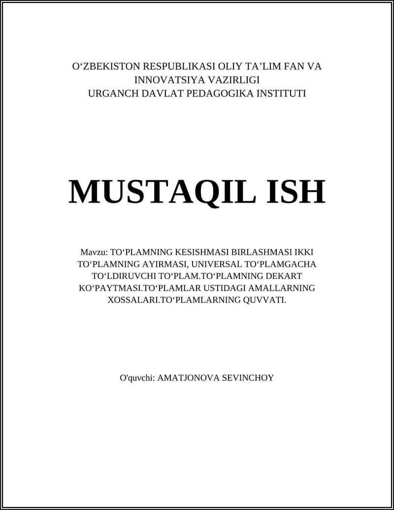 Toʻplam va uning elementlari