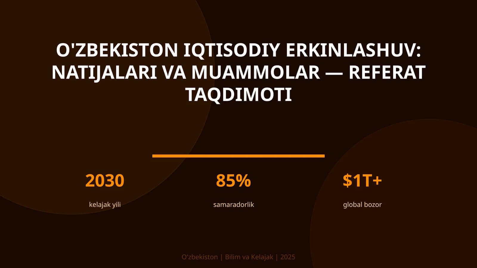 O'zbekiston Iqtisodiy Erkinlashuv: Natijalari va Muammolar — Referat Taqdimoti