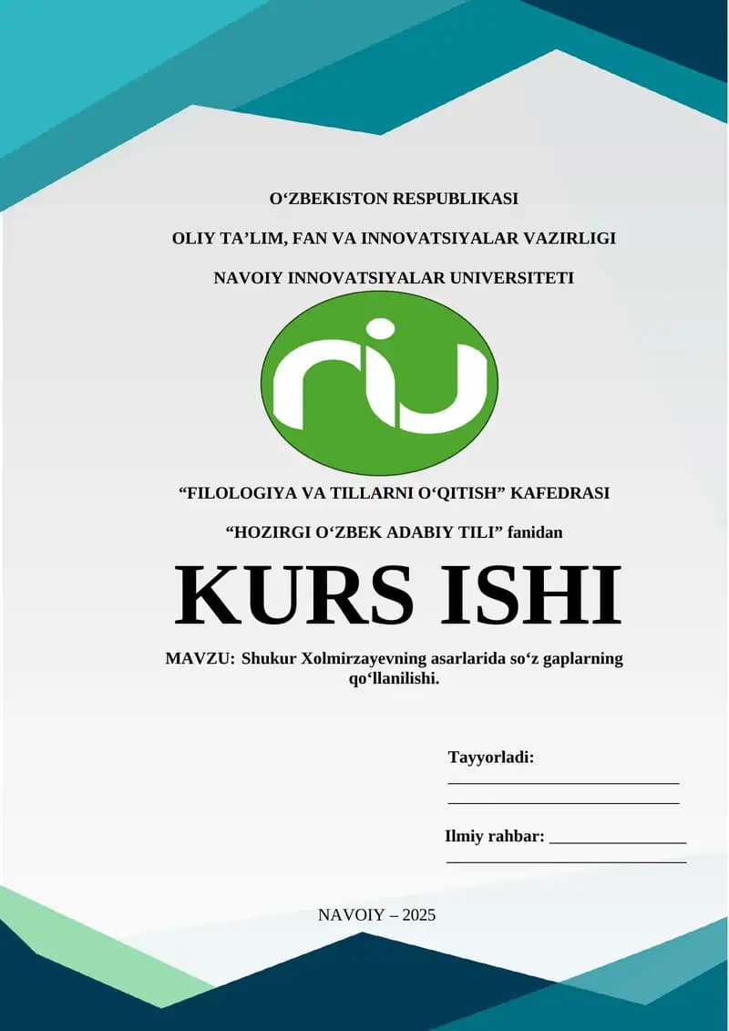 Shukur Xolmirzayevning asarlarida so‘z gaplarning qo‘llanilishi