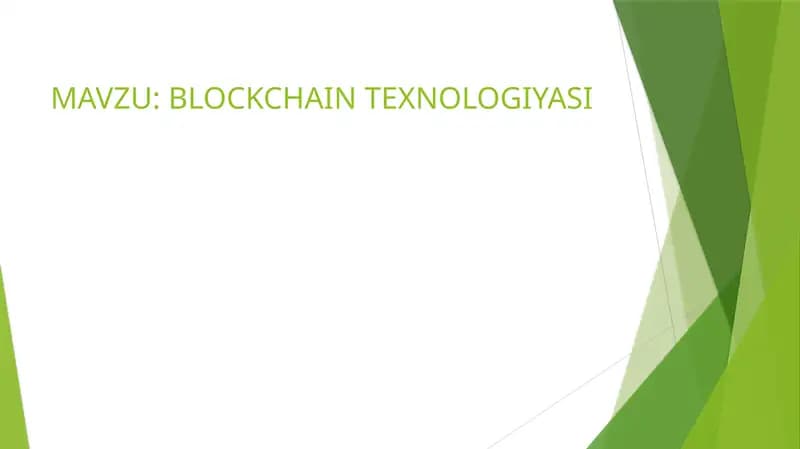 BLOCKCHAIN TEXNOLOGIYASI