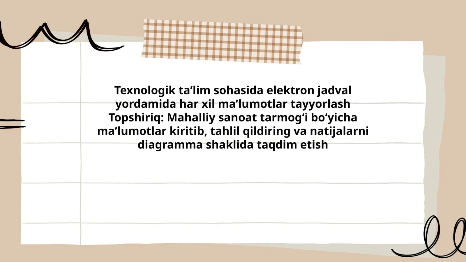 Elektron jadval yordamida ma'lumotlar tayyorlash