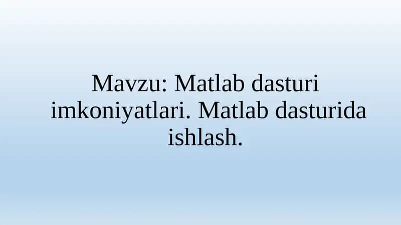 MATLAB dasturlari