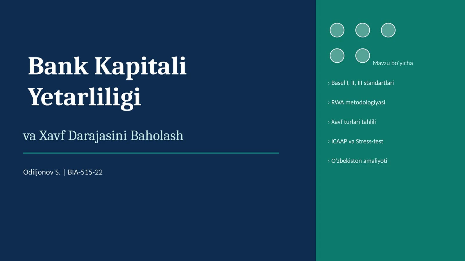 Bank Kapitali Yetarliligi va Xavf Darajasini Baholash