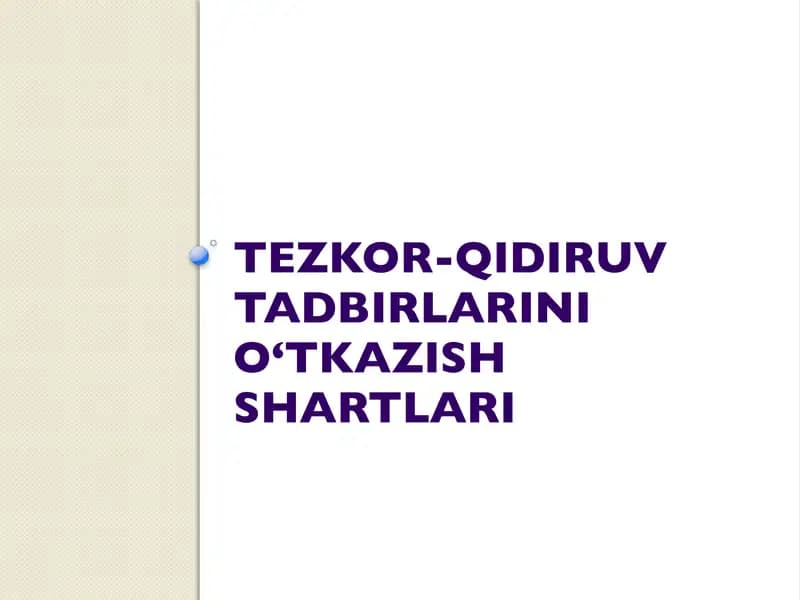 Tezkor-qidiruv tadbirlarini o‘tkazish shartlari