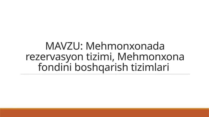 Mehmonxonada rezervasyon tizimi, Mehmonxona fondini boshqarish tizimlari